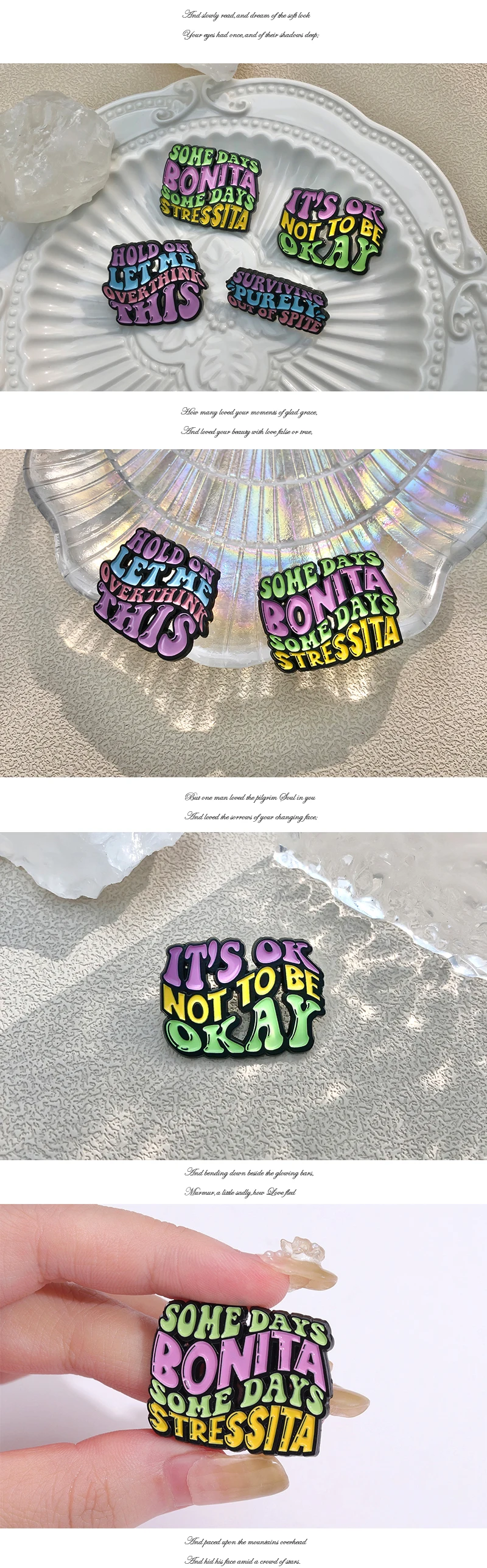Bunte Zitate sagen Emaille Pins benutzer definierte Über denker es ist in Ordnung Broschen Revers Abzeichen lustiges Schmuck geschenk für Kinder Freunde – Detail 2