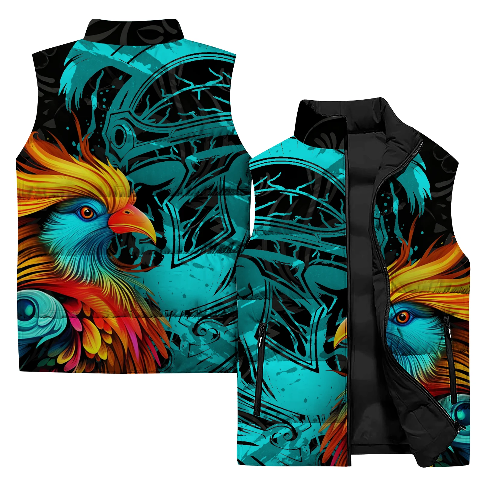 thumbnail image 1 of Chaleco de trabajo con estampado de grullas de moda para hombre, ropa para hombre, cómodo y cálido, moderno y versátil, chaleco resistente al viento frío, chalecos para hombre, 1 of 5