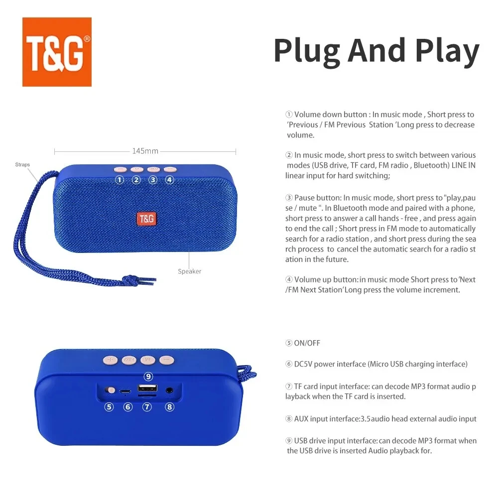 Mini altoparlante Bluetooth portatile wireless, radio FM, cassa audio, piccola USB, per computer, PC, Bluetooth, acustica_voghion.com