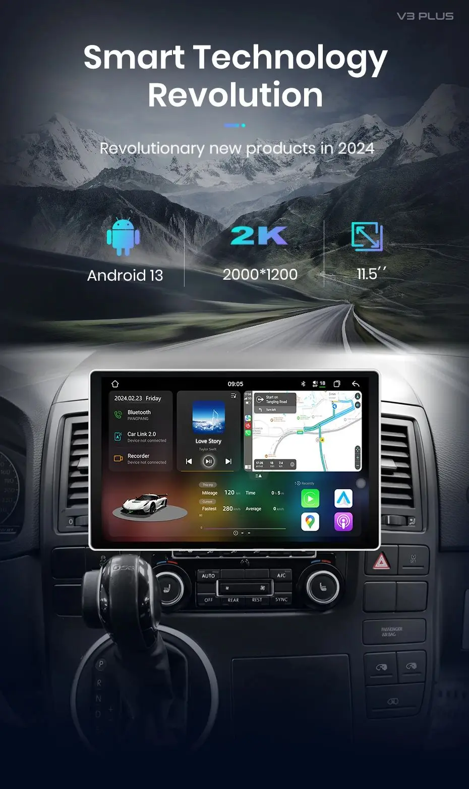 Junsun v3 plus 2k kabelloses carplay android auto auto intelligente systeme für volkswagen multivan t5 2016-2019 autoradio – Detail 2