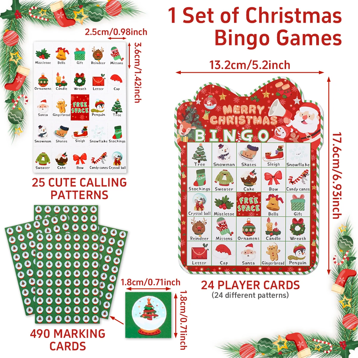 Christmas Cartoon Bingo Game Cards