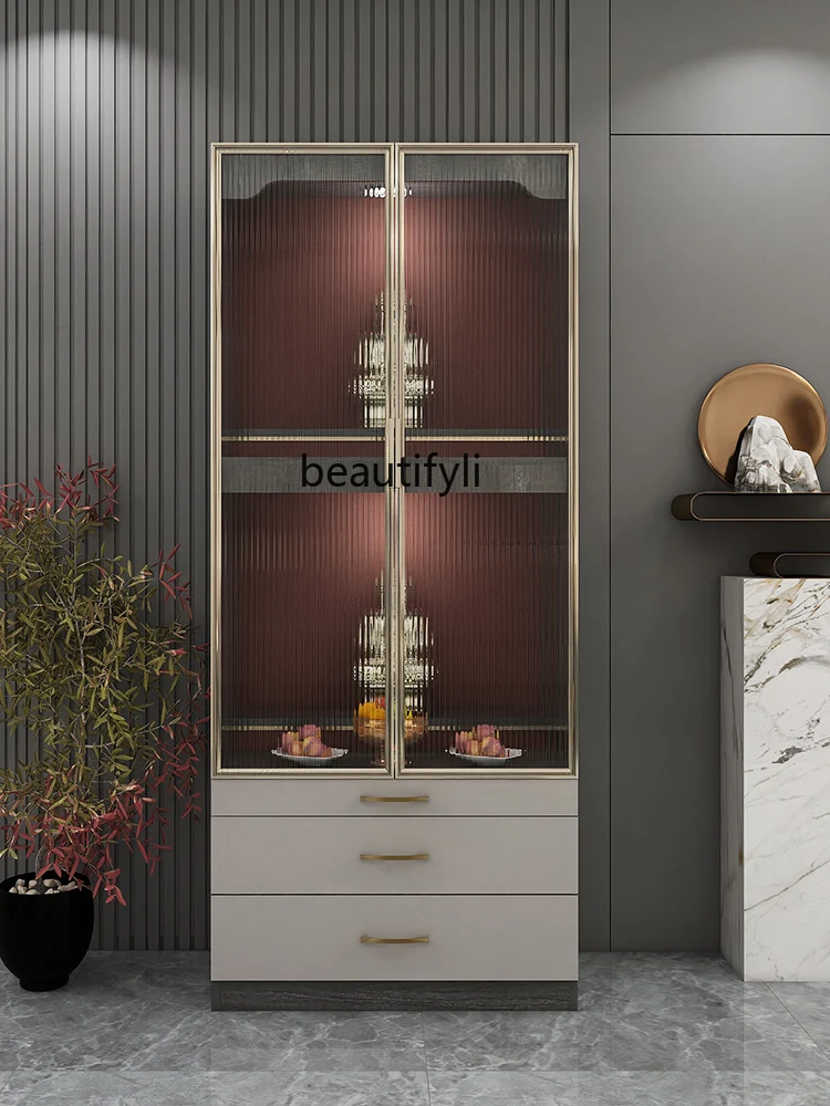 

Glass Door Clothes Closet Worship Altar Light Luxury Household Buddha Cabinet God of Wealth Cabinet Solid Wood