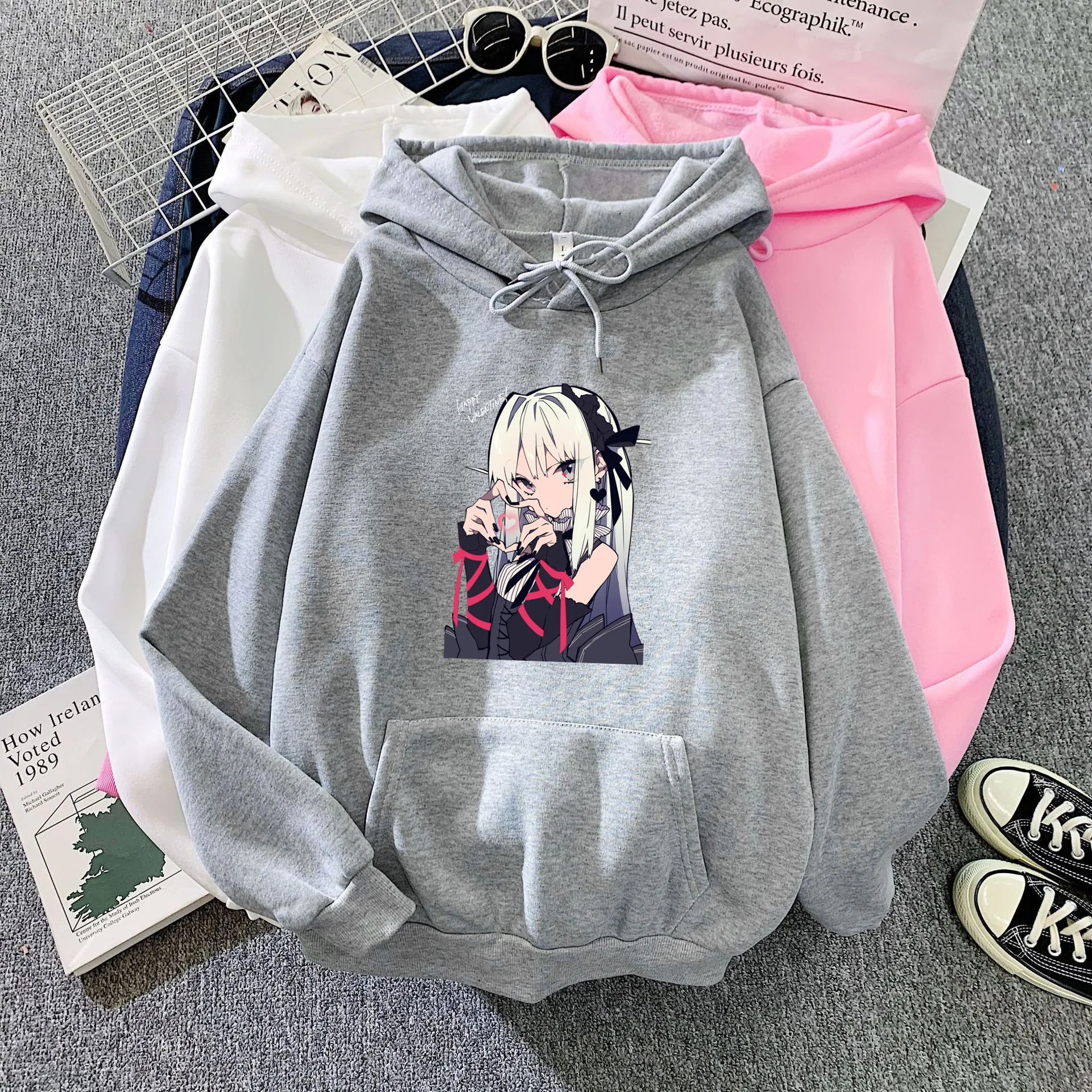 

Japanese Anime Girl Print Kawaii Hoodies Cute Cartoon Hoodie Women Loose Autumn Long Sleeve Streetwear Tops Sweatshirt Clothing
