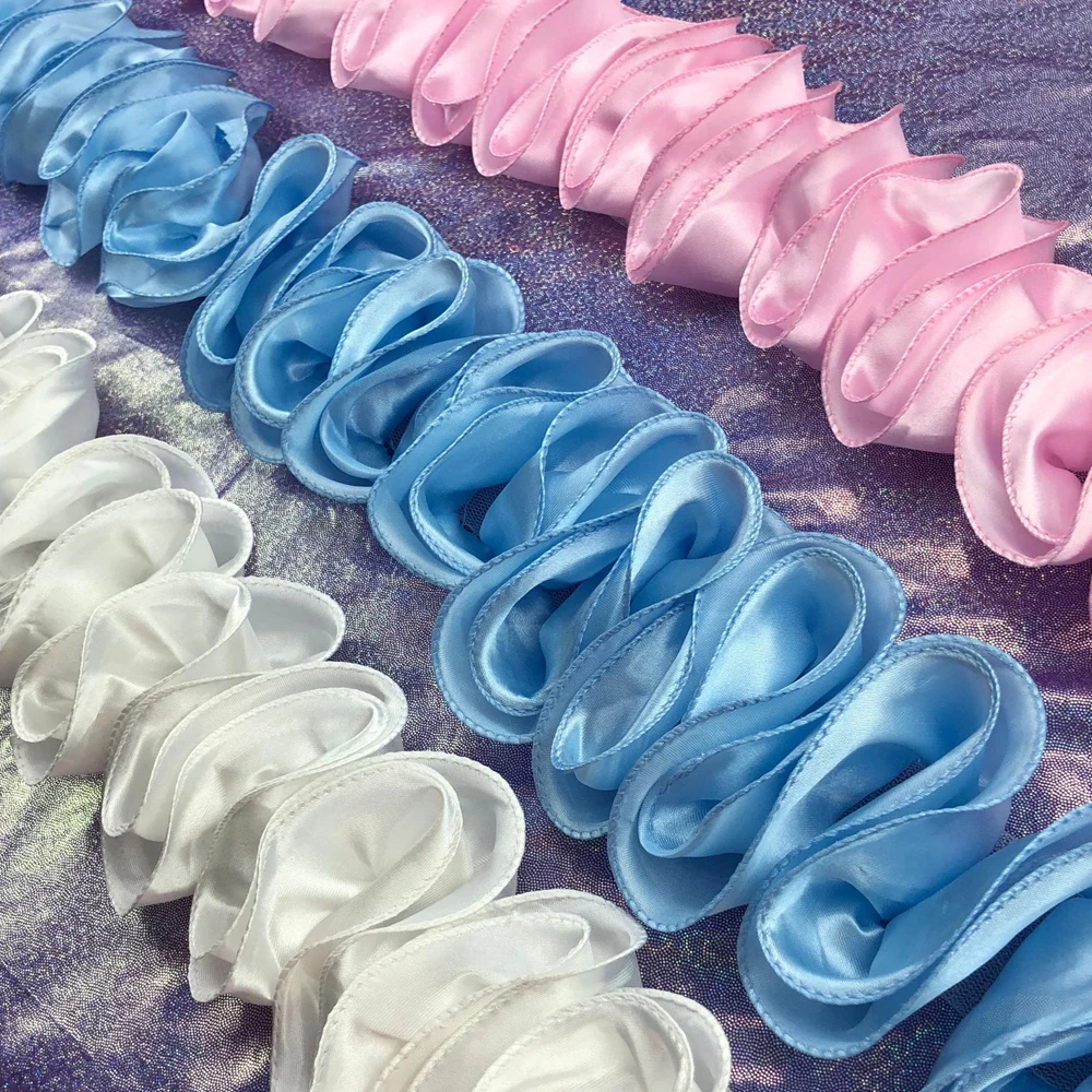 1Yard 10CM Wide Gathered Pleated Satin Lace Wave S Shape Ruffle