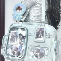 Harajuku Pin Doll 20cm affichage Ita sac femmes en cuir PU Style Preppy grande capacité sac à bandoulière dames quotidien sac à bandoulière Chic 2