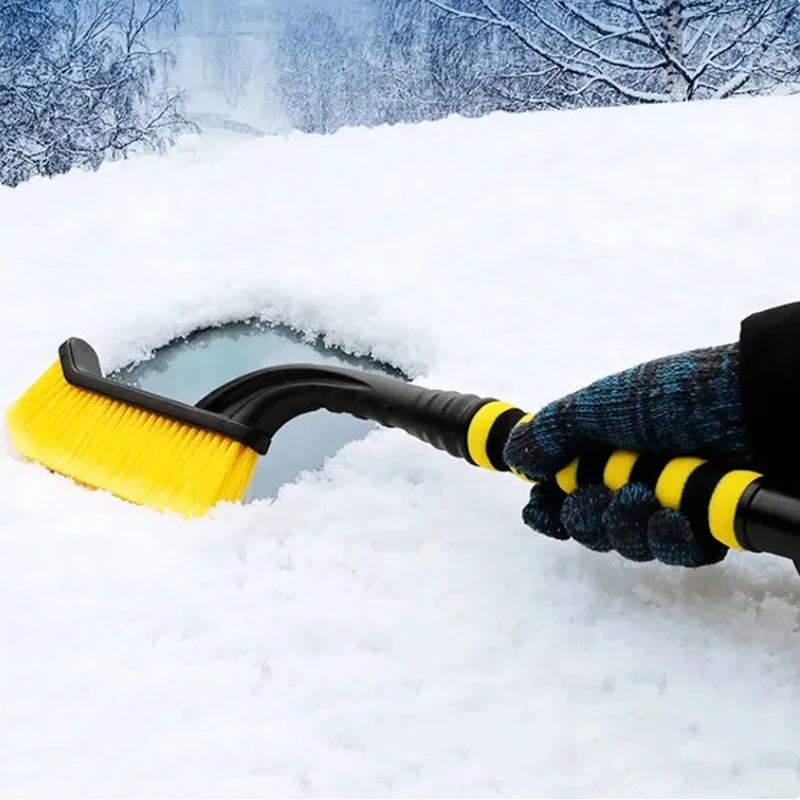Car Snow Brush Ice Removal Vehicle Windshield Window Snow Cleaning Brush with Ice Scraper for Cars Winter Auto Cleaning Tools Window Cleaning Tool