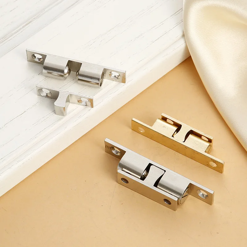 KK&FING 40-70mm Double Ball Catch Brass Door Latch Cabinet Door Touch Bead Wardrobe Switch Buckle Type Cabinet Suction