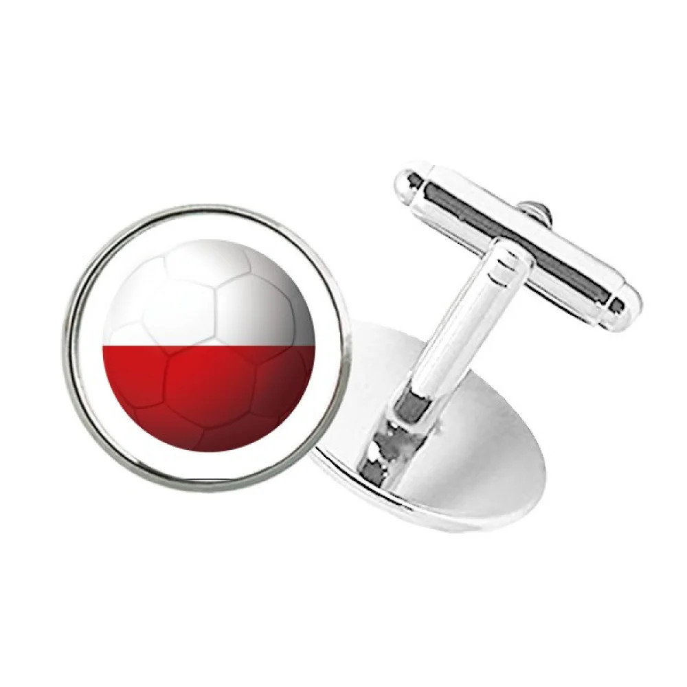 

Poland National Flag Soccer Football Round Button Cuff Clip Stud Cufflinks