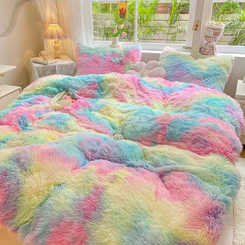 

1pc Thicken Mink Velvet Colorful Blanket Super Warm Long Hair Blanket Duvet Cover For Winter Queen/King Size 보온 담요 이불 커버 200x230