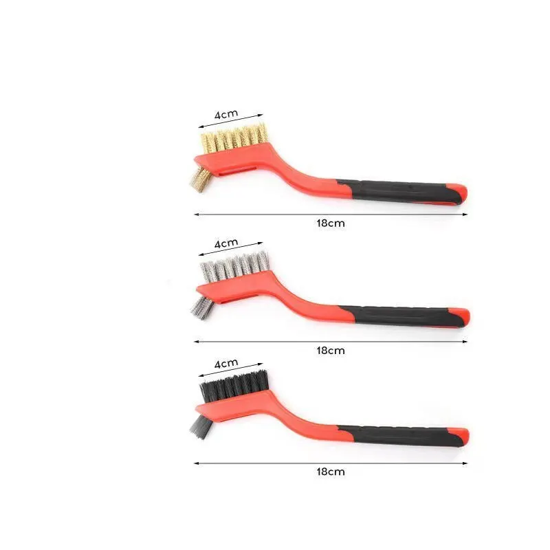 Mini Brush Set Of Three Kitchen Brushes For Gas Hoods Grease And Stain Removal Cooktop Cleaning Tools Steel Wire Small 6
