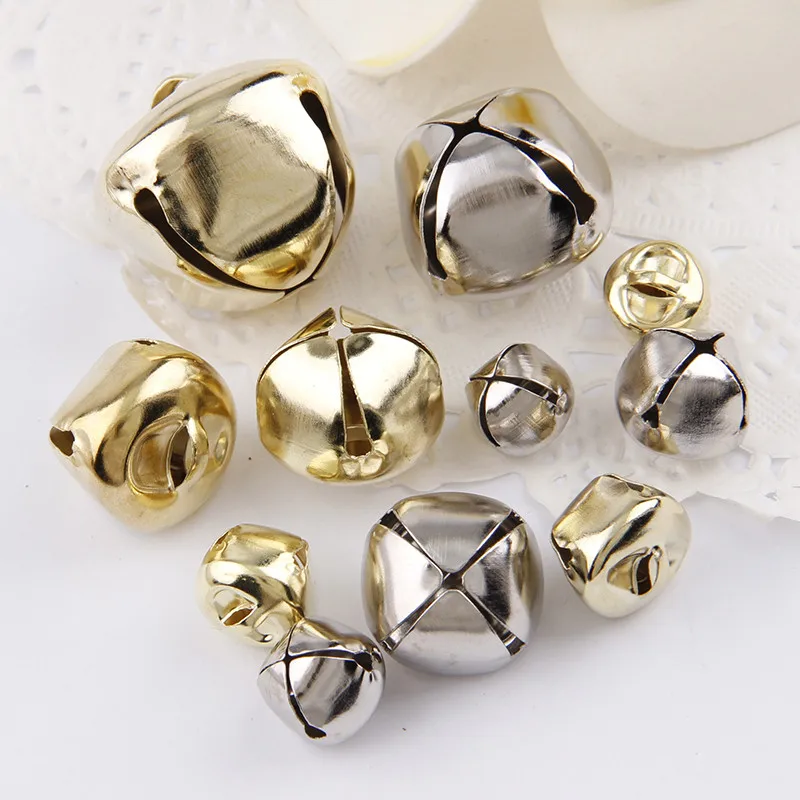 12/13/15/20/24/28mm Christmas Jingle Bells Gold White K Cross Bells  for Party Christmas Tree Decoration DIY Crafts Accessories