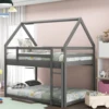Twin over Twin Low Bunk Bed, House Bed with Ladder , Gray(OLD SKU WF197808AAE) 4