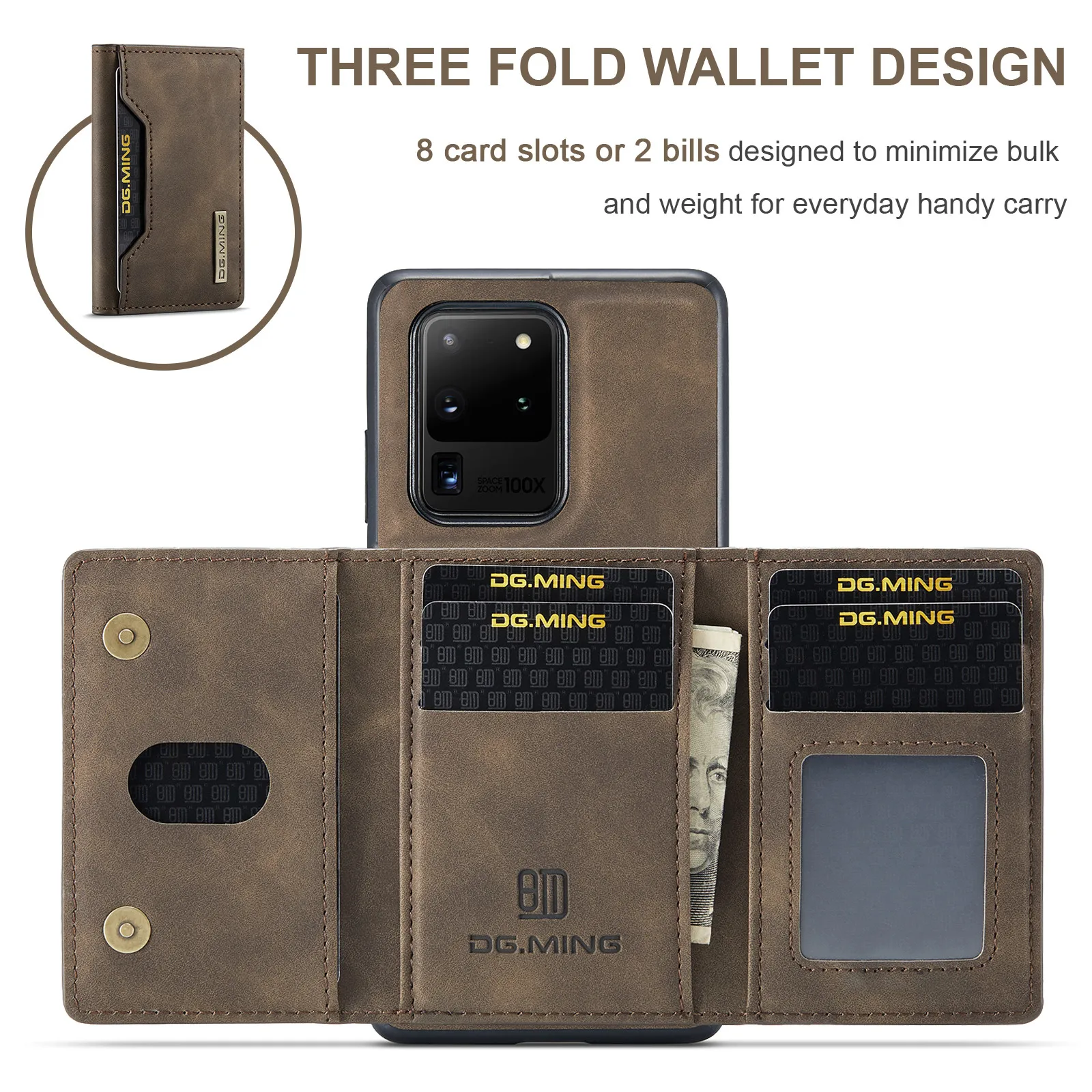 Premium 2-in-1 Detachable Leather Wallet Case with Card Holder