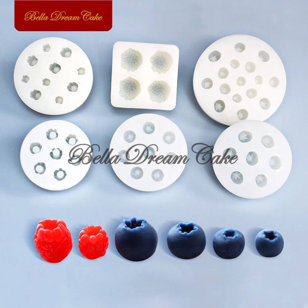 Mini molde de silicona 3D de fresa/Raspberry/arándano, molde de ...
