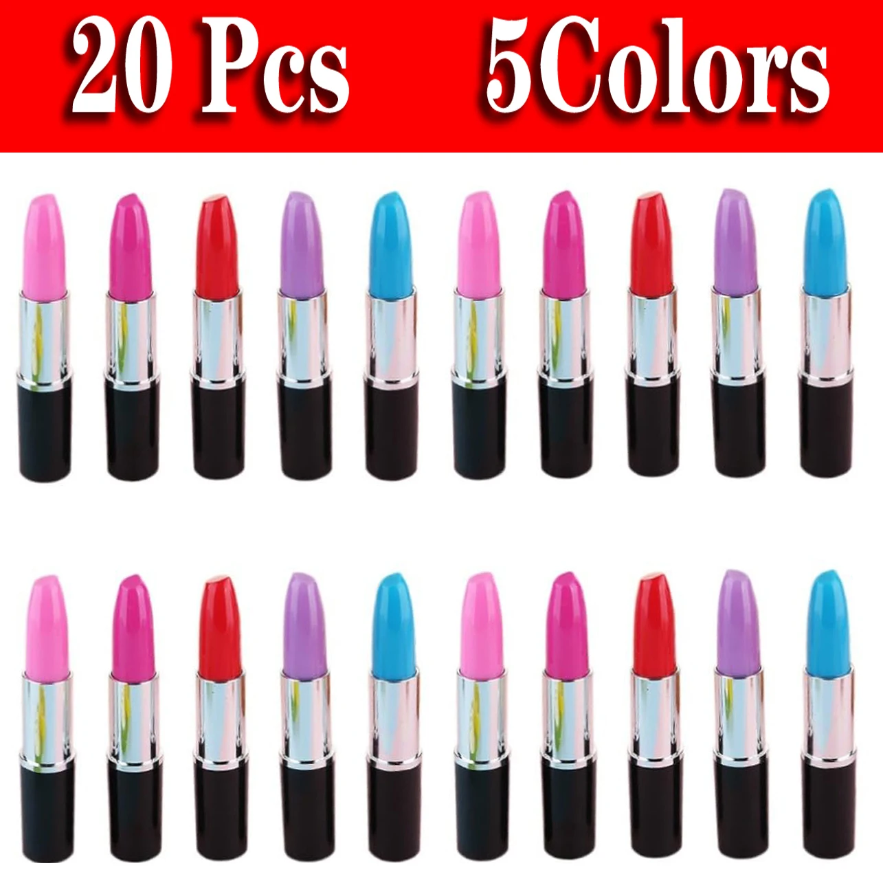 

20Pcs Lipstick Shape Pen Ballpoint Writing Pens Lipstick Cute Ball Pens Novelty Office Stationery Students Children Gift