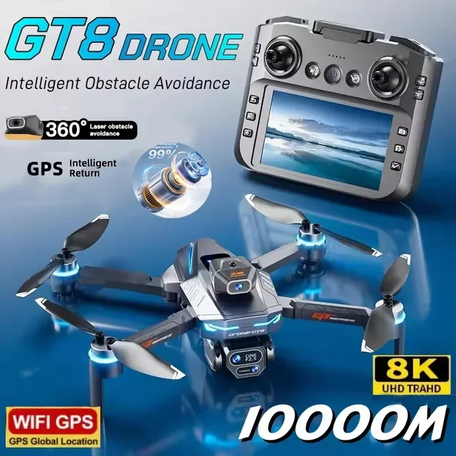 Mini Drone GT8 Plegable con Cámara HD, WiFi FPV y Luces LED – Vuelo Estable