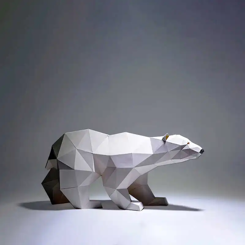 60cm Bear Paper Model DIY Low Poly Origami Papercraft Home Ornament Animal Room Decor 3D Puzzles Hand Made Creative Gift Toys