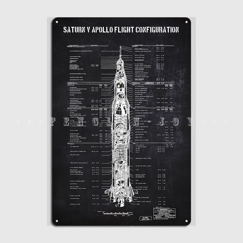 Saturn V Apollo Metal Sign Club Home Cave Pub Design Plates Tin Sign Poster