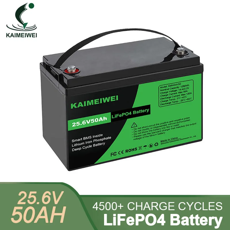 

Аккумуляторная батарея LiFePO4 24 в 100 Ач 50 Ач литий-железо-фосфатная аккумуляторная батарея встроенная BMS для EV RV лодки автопогрузчика