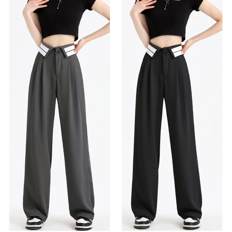 

Women High Waisted Pants Lady Loose Cotton Pant Female Wide Leg Trousers with Pocket 2023 Summer Casual Clothing