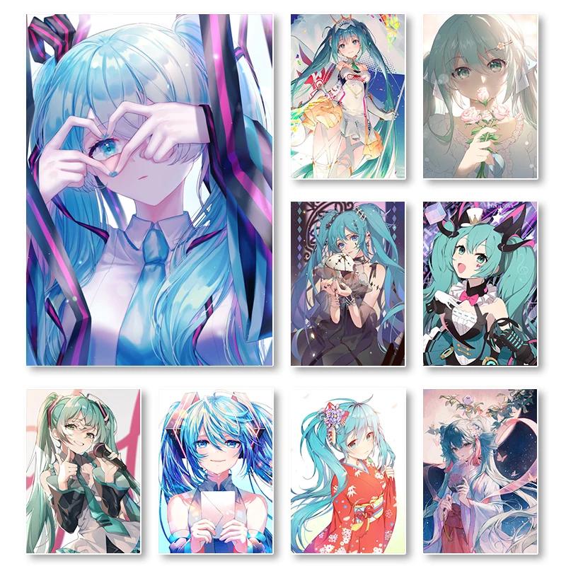 

Japan Anime Idol Singer Miku Cartoon Character Print Art Canvas Poster For Living Room Decor Home Wall Picture