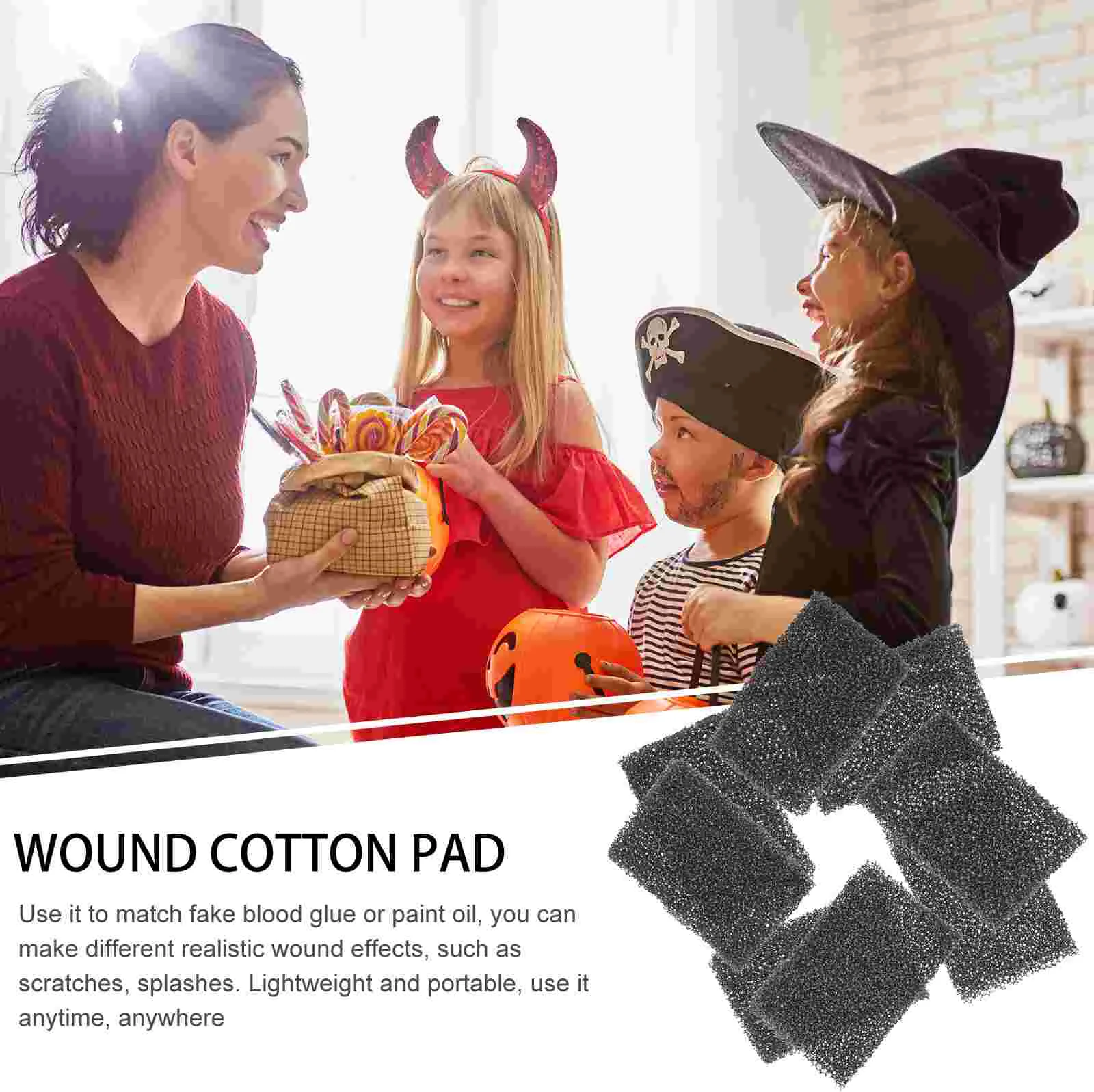 16 Pcs Makeup Sponge 4x6x1cm Black Stipple Scar Wound Effect Sponges for Halloween Cosplay Face Body Supplies 4