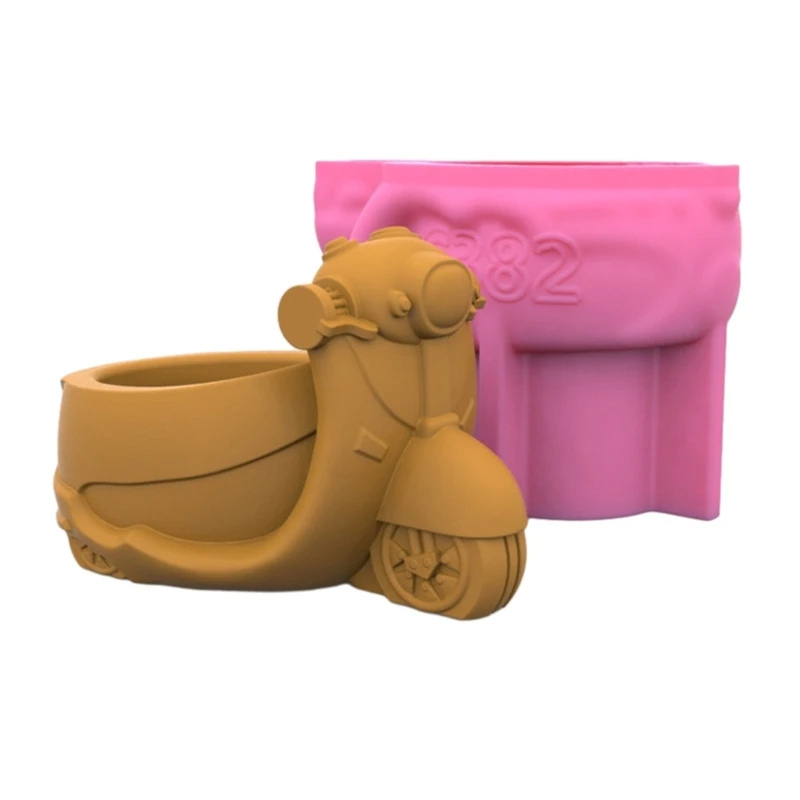 

Motorcycle Pen Holder Flower Pot Silicone Molds Table Ornament Mould Plaster Making Tool Epoxy Resin Molds Easy to Clean