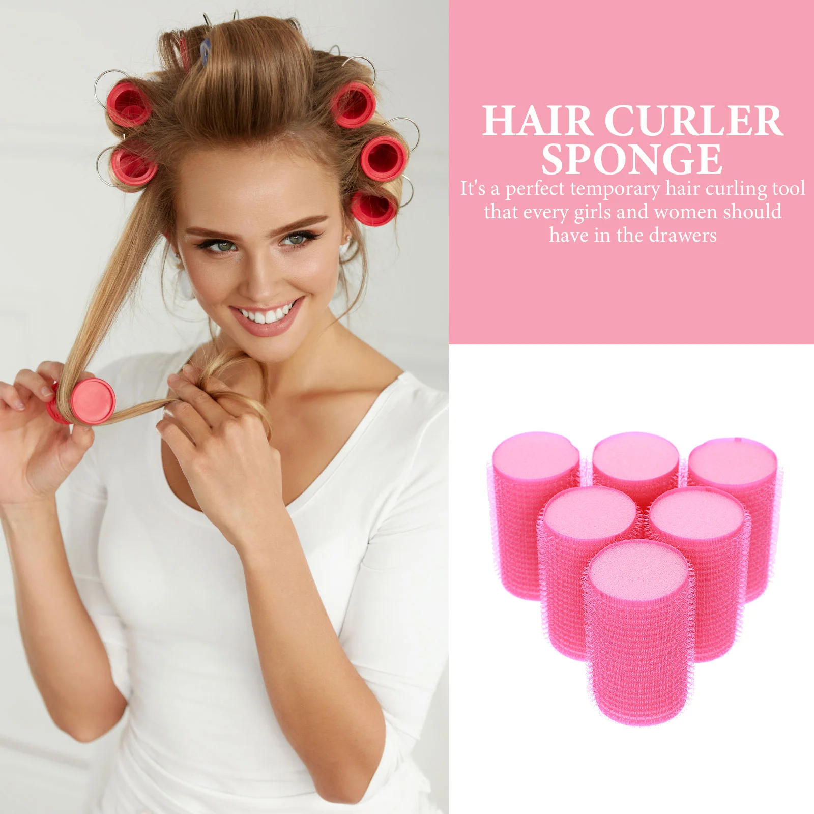 12Pcs Self Adhesive Hair Curler Sponge Rollers Styling Tool Foam Stick Temporary Curls Hair Rollers Salon Accessories