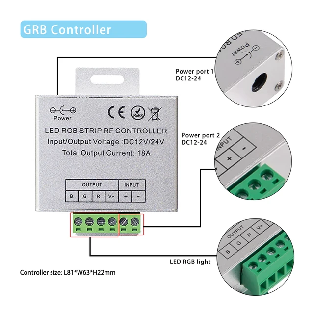 Controller Dimmer RGB Per Strisce LED 12V-24V - Telecomando RF, 18A, 28 Tasti - Foto 6