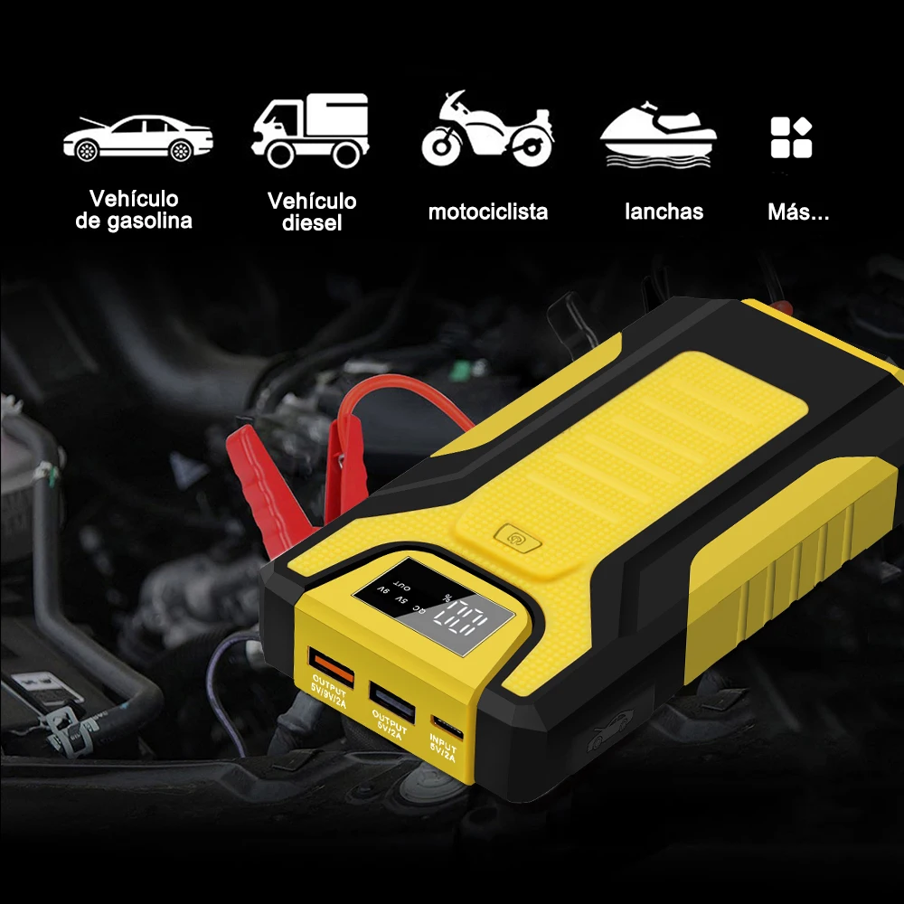 Arrancador de batería portátil para coche, dispositivo de arranque de  emergencia, 1200A, potenciador de batería para Gas, 5L, diésel, 3L -  AliExpress