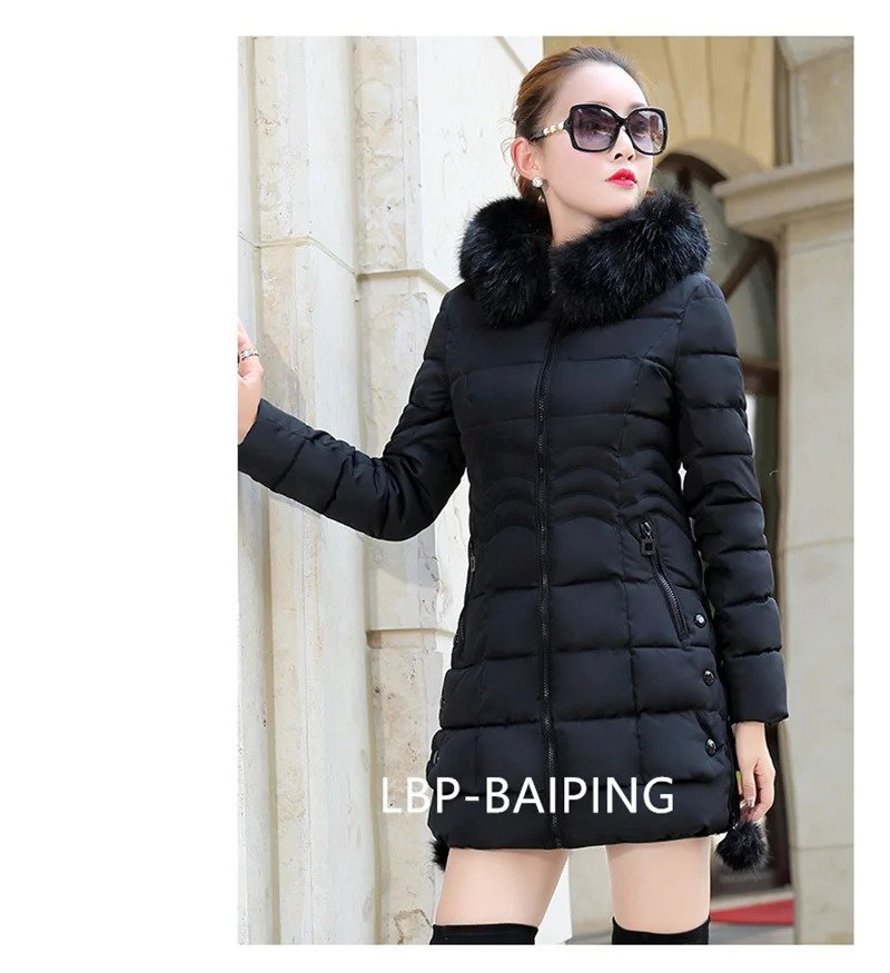 2025 New Winter Cotton-Padded Jacket Women Thick Warm Big Wool Collar Down Cotton Coat Female Korean Parkas Ladies Outwear