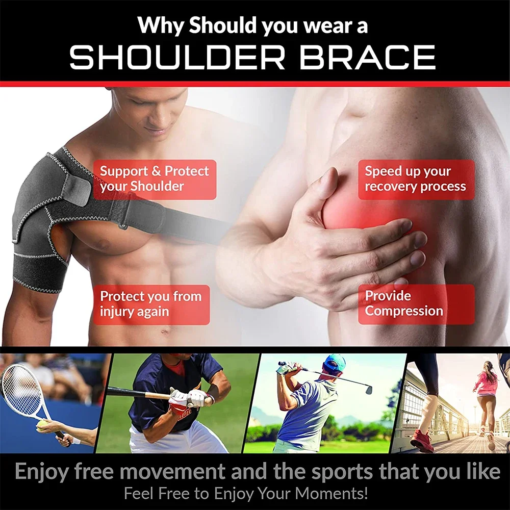 Adjustable Shoulder Support Brace pad Belt Band Strap Wrap Sport Recovery Neoprene Shoulder Compression Sleeves Back Brace Guard