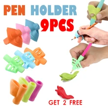 

9pcs Children'S Writing Pencil Pen Holder Learning And Practicing Silicone Pen Assisted Holding Pen Posture Corrector Students