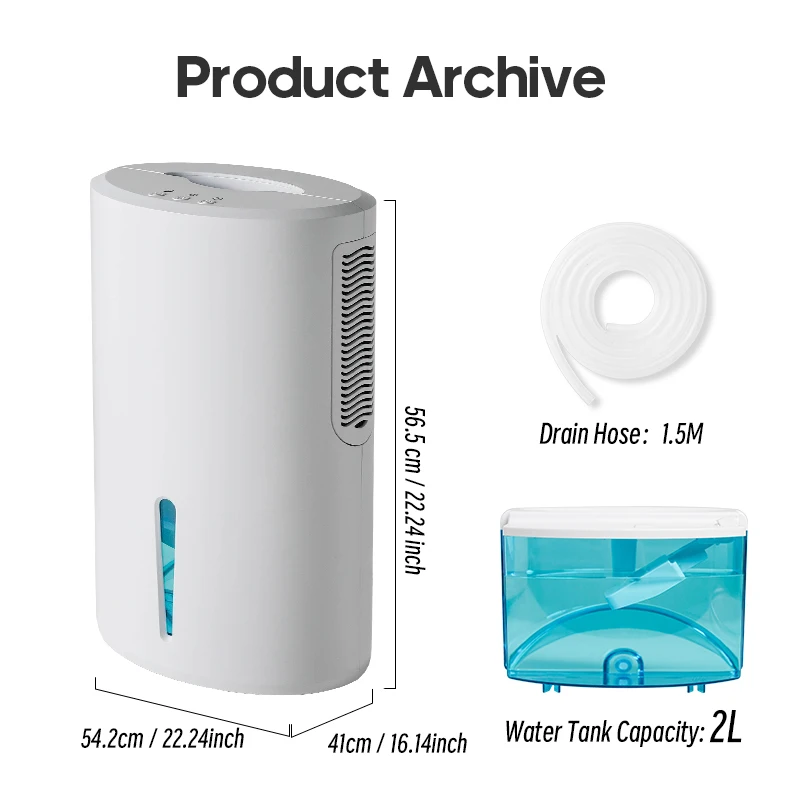 Small Air Dehumidifier 2L 68 OZ Portable Electric Dehumidifier with Drain Hose Quiet Auto Shut Off for Basement Bathroom Office