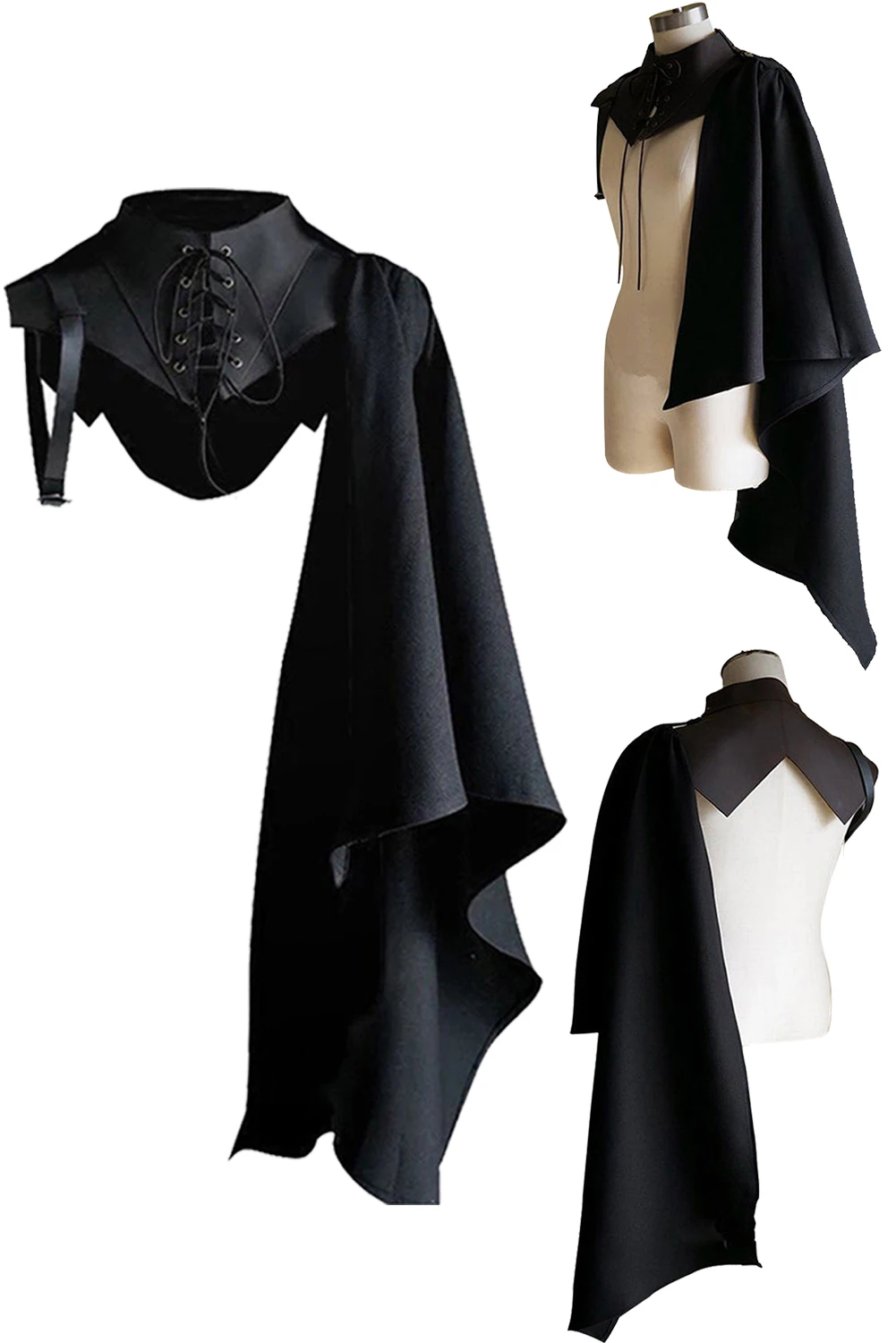 

Medieval Cosplay Adult Men Fantasia Fantasy Shawl Half Cloak Renaissance Disguise Retro Shoulder Cape Wraps Costume Accessory