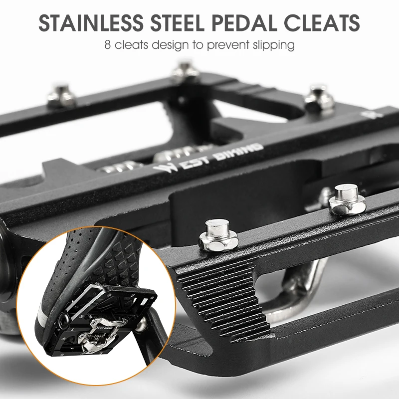 WEST BIKING Mountain Bike Pedals Dual Function Sided Pedals Plat & SPD Clipless Pedals Sealed Bearings, 9/16 Bicycle Pedal