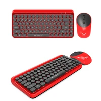 2.4G Wireless Keyboard Mouse Combo Retro Punk DOT Round Keycap Keyboard Ergonomic Design for Home Office For Laptops Desktops