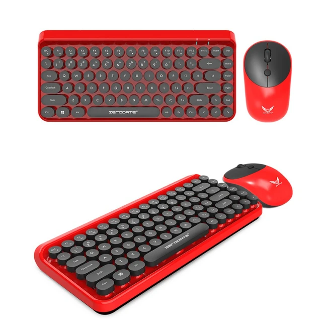 2.4G Wireless Keyboard Mouse Combo Retro Punk DOT Round Keycap Keyboard Ergonomic Design for Home Office For Laptops Desktops
