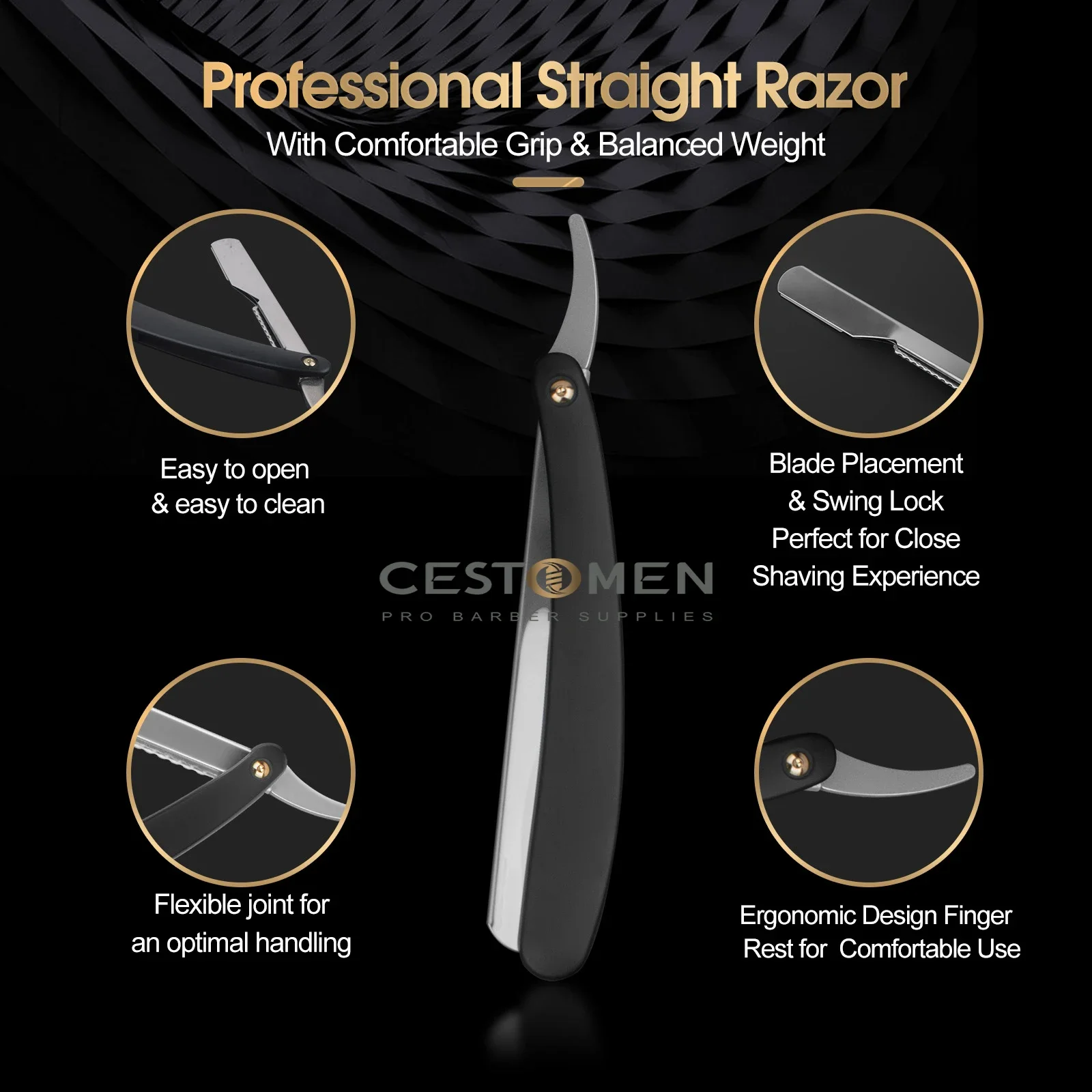 Newest Men\'s Straight Hairdresser Razors Barber Beard Shaving Stainless Steel Folding Razor Knife Holder Hair Removal Tools