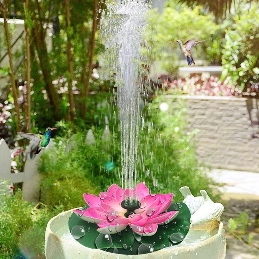Lotus Shape Floating Garden Fountain Life Up To 20000 Hours Solar Powered Fountain Pump Water Lily Ornaments for Decore Garden