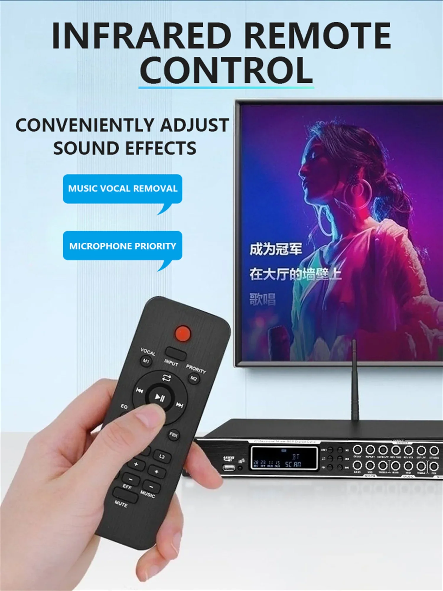 KTV pre effect device karaoke microphone feedback anti whistling vocal reverb device