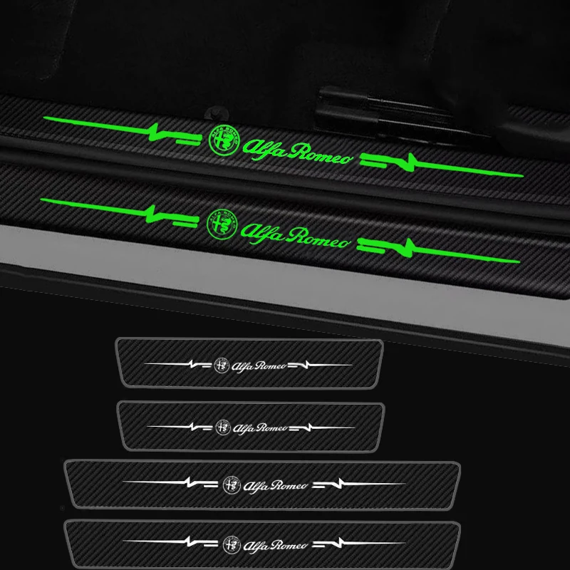 Luminous Auto Rear Load Edge Anti Scuff Sticker for Alfa Romeo Giulia Stelvio Giulietta 4C 147 156 159 Car Door Threshold Guard |