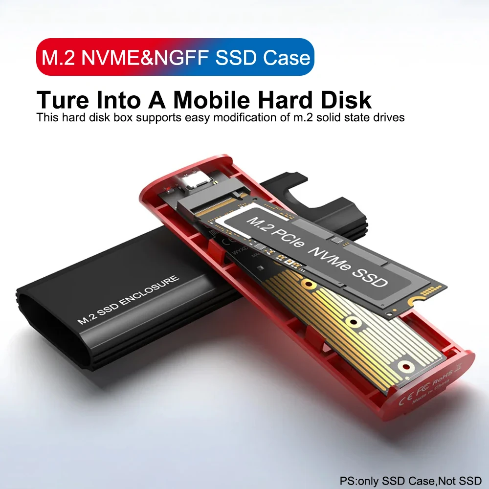 WALRAM M.2 NVMe SSD Enclosure USB 3.1, 10Gbps External Case Type C Support M B B M Keys