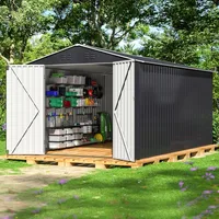 8 x 12 FT Outdoor Storage Shed, Metal Garden Shed with Updated Frame Structure, Tool Sheds for Backyard Garden Patio Lawn Black 1