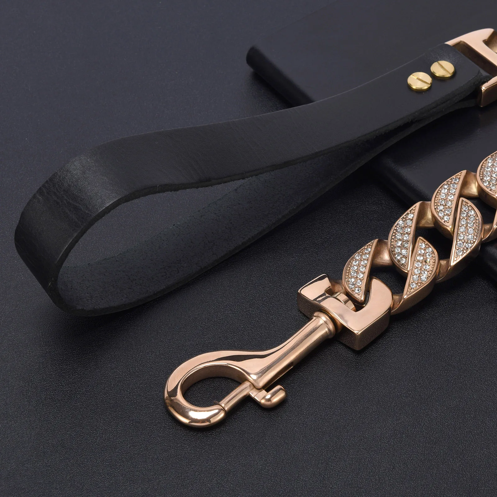 Stainless Steel Rhinestone Dog Collar Chain - PeticaDeals