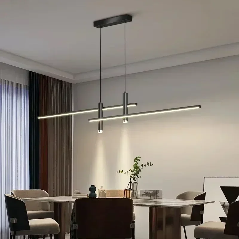 Modern Minimalist LED Pendant Light Restaurant Table Line Light Nordic Creative Bar Counter Long Indoor Lighting Pendant Light