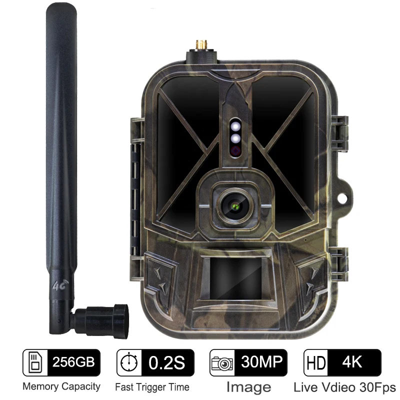 4G 4K 36MP Wildlife Camera APP Video Photo Hunting Trail Camera Invisible IR LED Night Vision 120 Detection IP66 Waterproof Cam