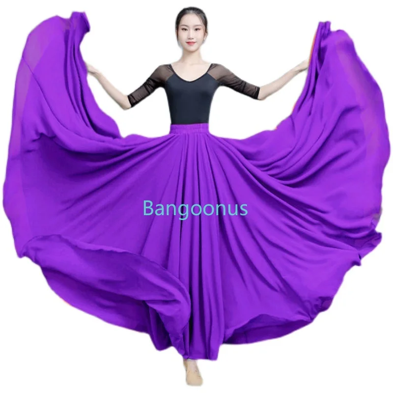 

New Belly Dance professional 540 degree big swing chiffon skirt women's autumn winter elastic waist dance skirt beach long skirt