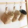 Jute Cotton Linen Desktop Hanging Wall-mounted Door Pocket Fabric Organizer Toy Basket for Cosmetic Sundries Storage Bags Decor 2