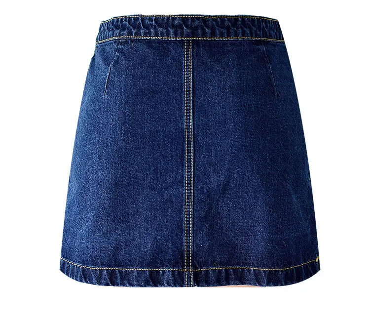 black pencil skirt Summer Denim Skirt Women High Waist Slim Fit Retro Single Breasted Embroidered Flower A-line Skirt Femme Cotton Mini Skirt blue skirt